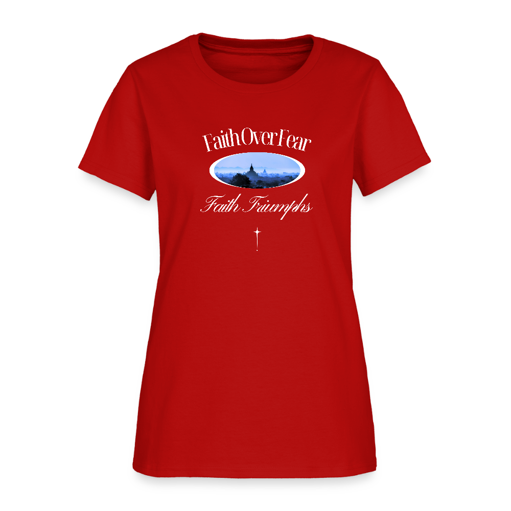 Faith Over Fear Faith Triumphs Christian Women's T-Shirt - red