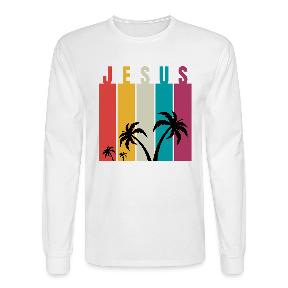 Jesus Palm Trees Christian Unisex Long Sleeve T-Shirt - white