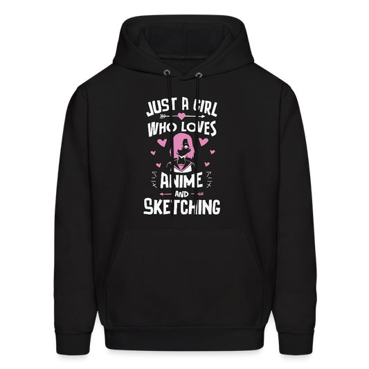 Just A Girl Who Loves Anime and Sketching III Premium Unisex Hoodie Sweatshirt - black