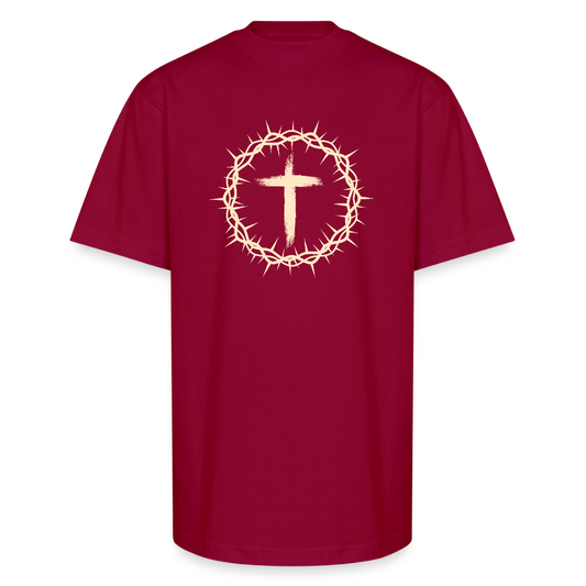 Crown of Thorns Christian Oversized Unisex Heavyweight T-Shirt - cardinal