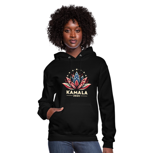 Kamala Harris 2024 Presidential Lotus Women's Hoodie - black