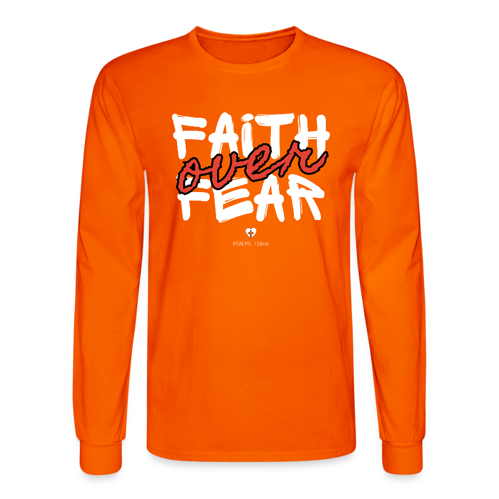 Faith Over Fear Psalms 118:6 Christian Unisex Long Sleeve T-Shirt - orange