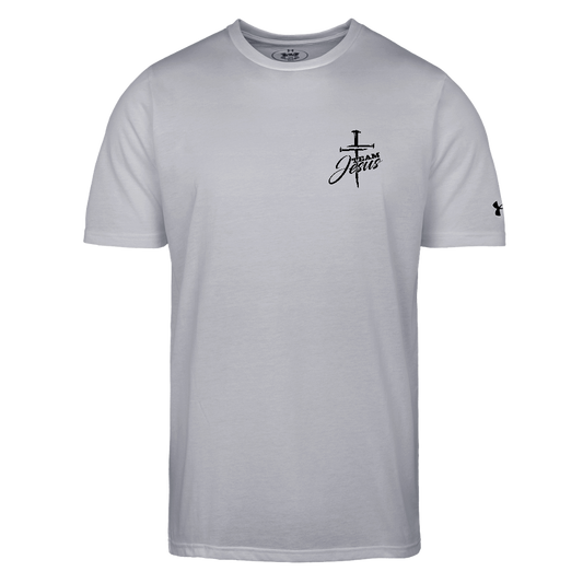 Team Jesus Spikes Authentic Under Armour Men's Athletic 2.0 Christian Workout T-Shirt - gray