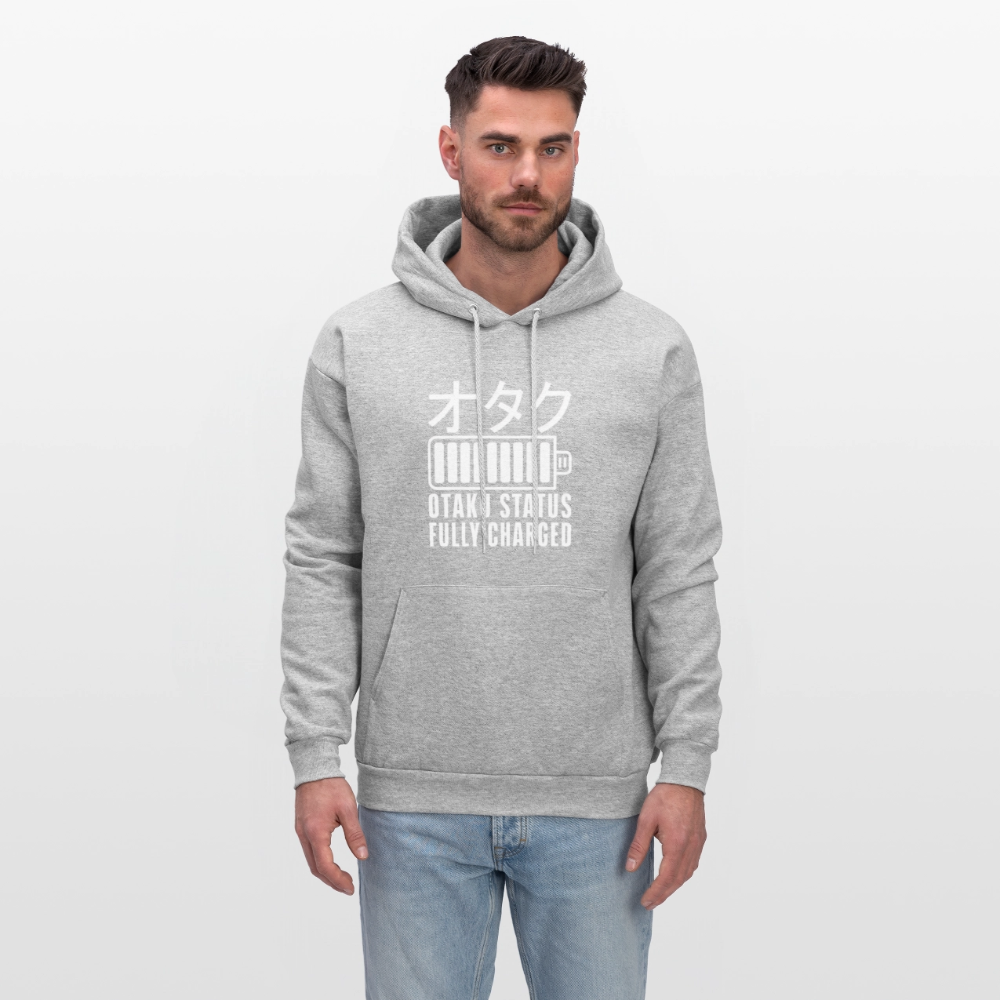 Otaku Status Fully Charged Japanese Anime Premium Unisex Hoodie Sweatshirt - heather gray
