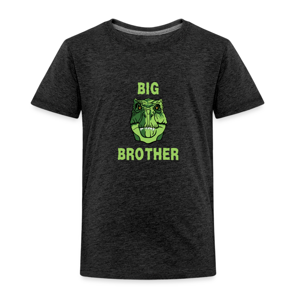 Toddler Big Brother Dinosaur Face T-Shirt - charcoal grey