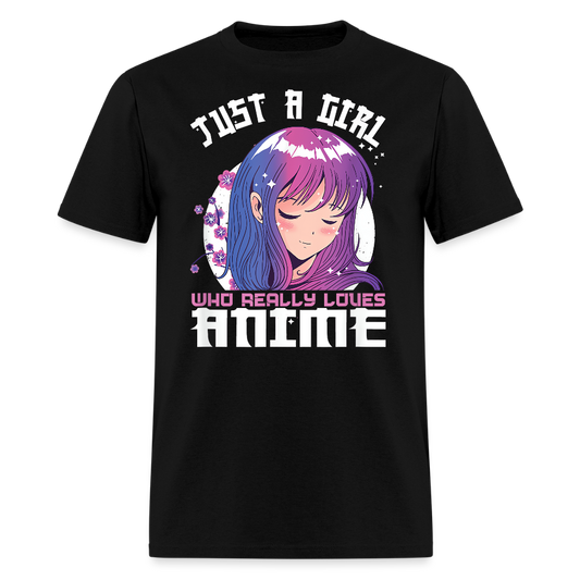Just A Girl Who Really Loves Anime Premium Unisex T-Shirt - black