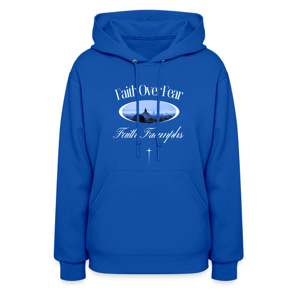 Faith Over Fear Faith Triumphs Christian Women's Hoodie Sweatshirt - royal blue