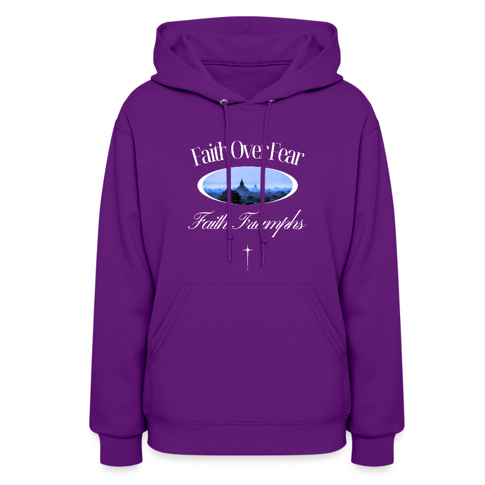 Faith Over Fear Faith Triumphs Christian Women's Hoodie Sweatshirt - purple