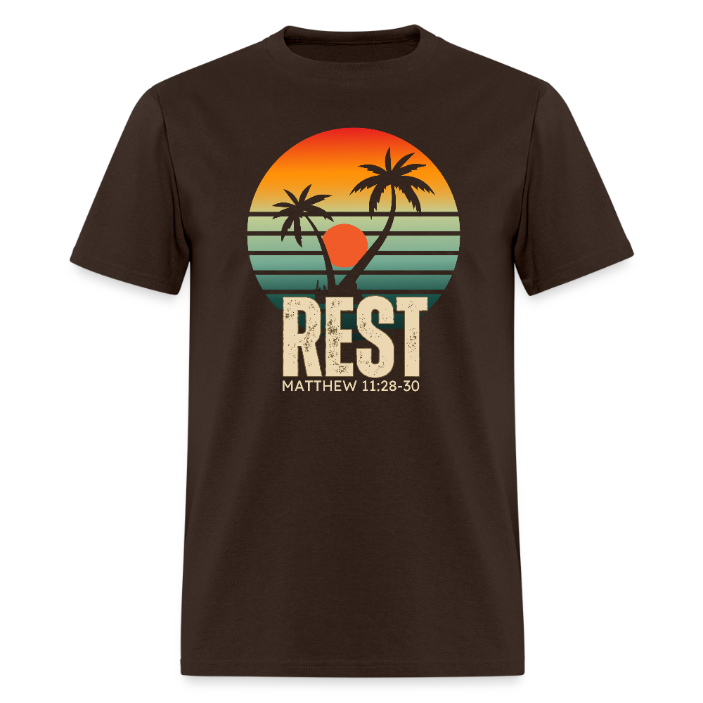 Rest Matthew 11:28-30 Christian Unisex Classic T-Shirt - brown