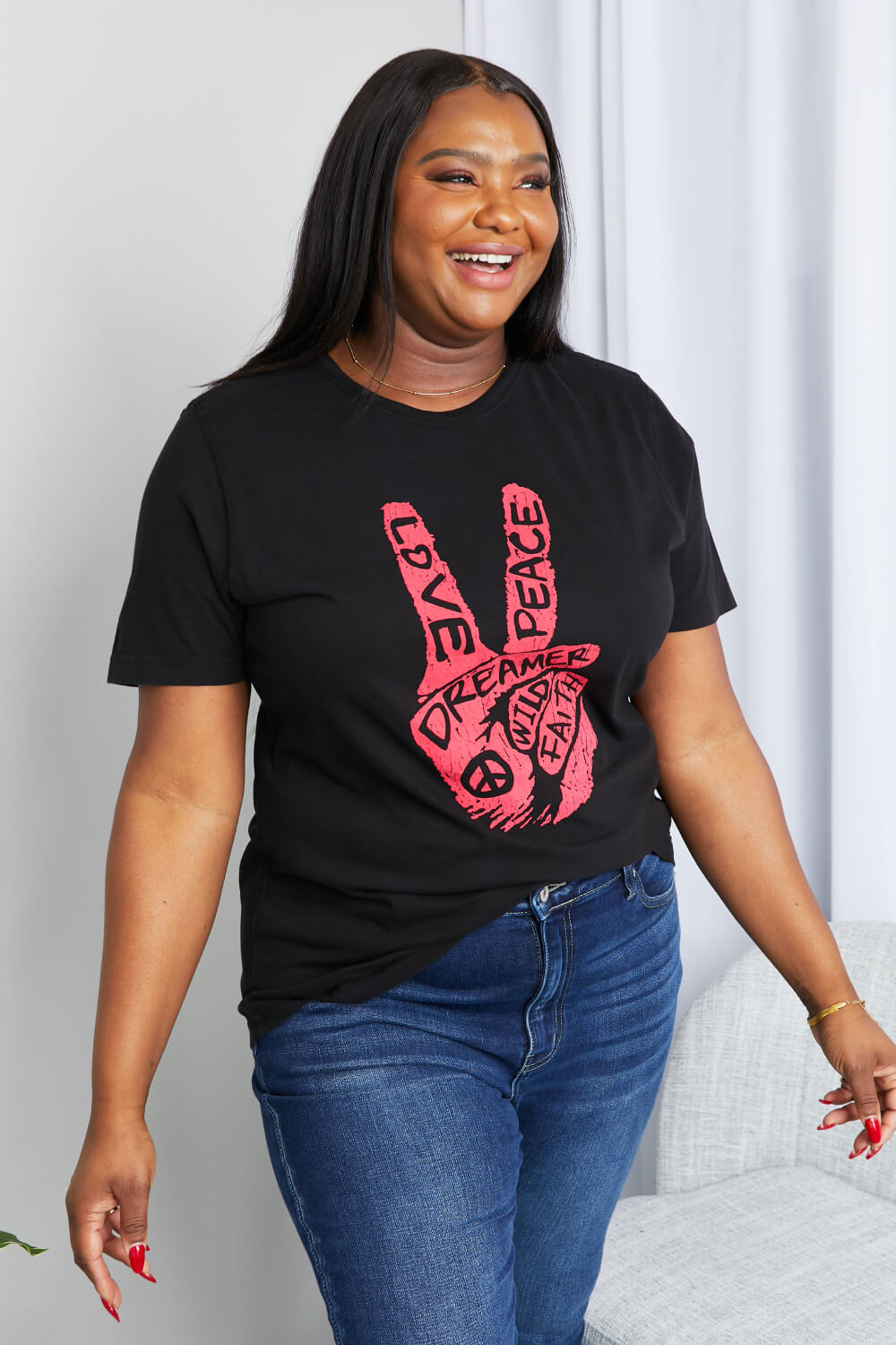 Love Peace Dreamer Graphic Tunic T-Shirt