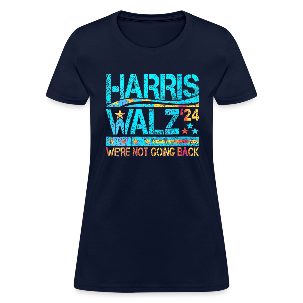 Harris Waltz Shirt 2024 Kamala Harris We're Not Going Back Women's T-Shirt - navy