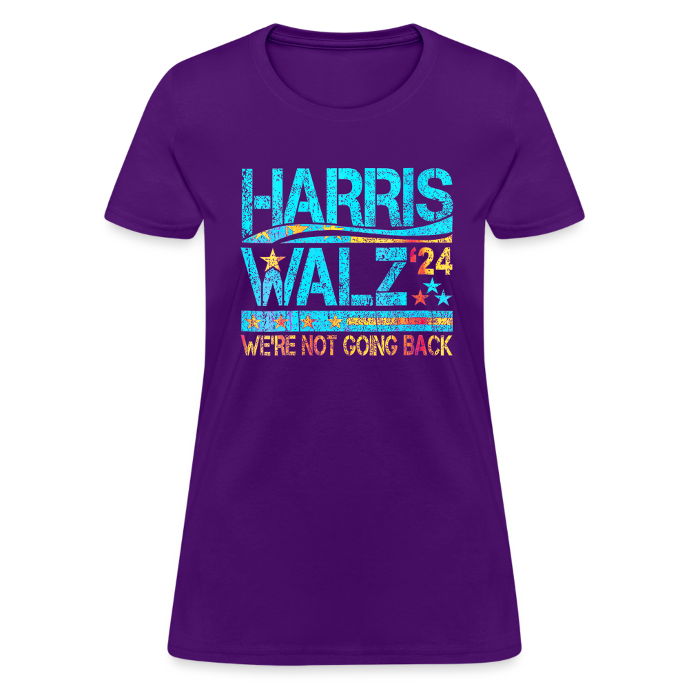 Harris Waltz Shirt 2024 Kamala Harris We're Not Going Back Women's T-Shirt - purple