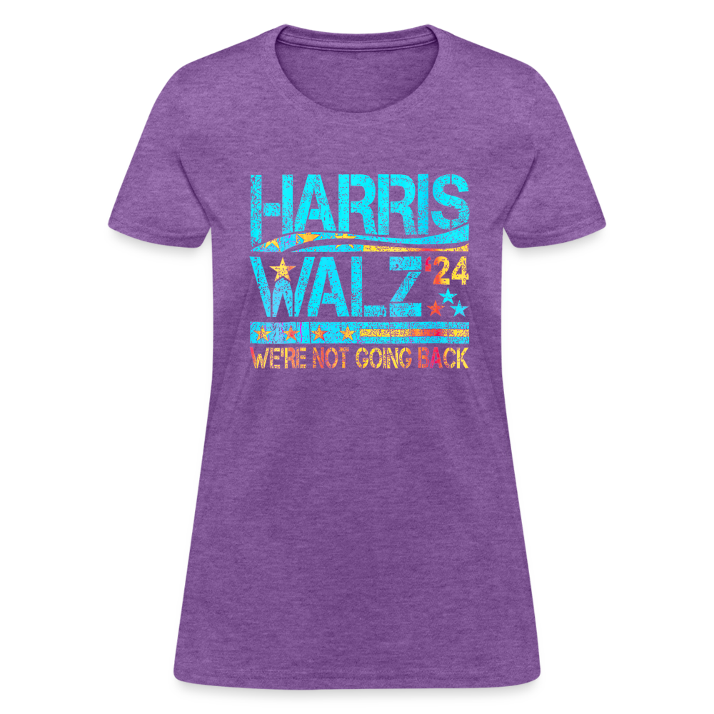 Harris Waltz Shirt 2024 Kamala Harris We're Not Going Back Women's T-Shirt - purple heather