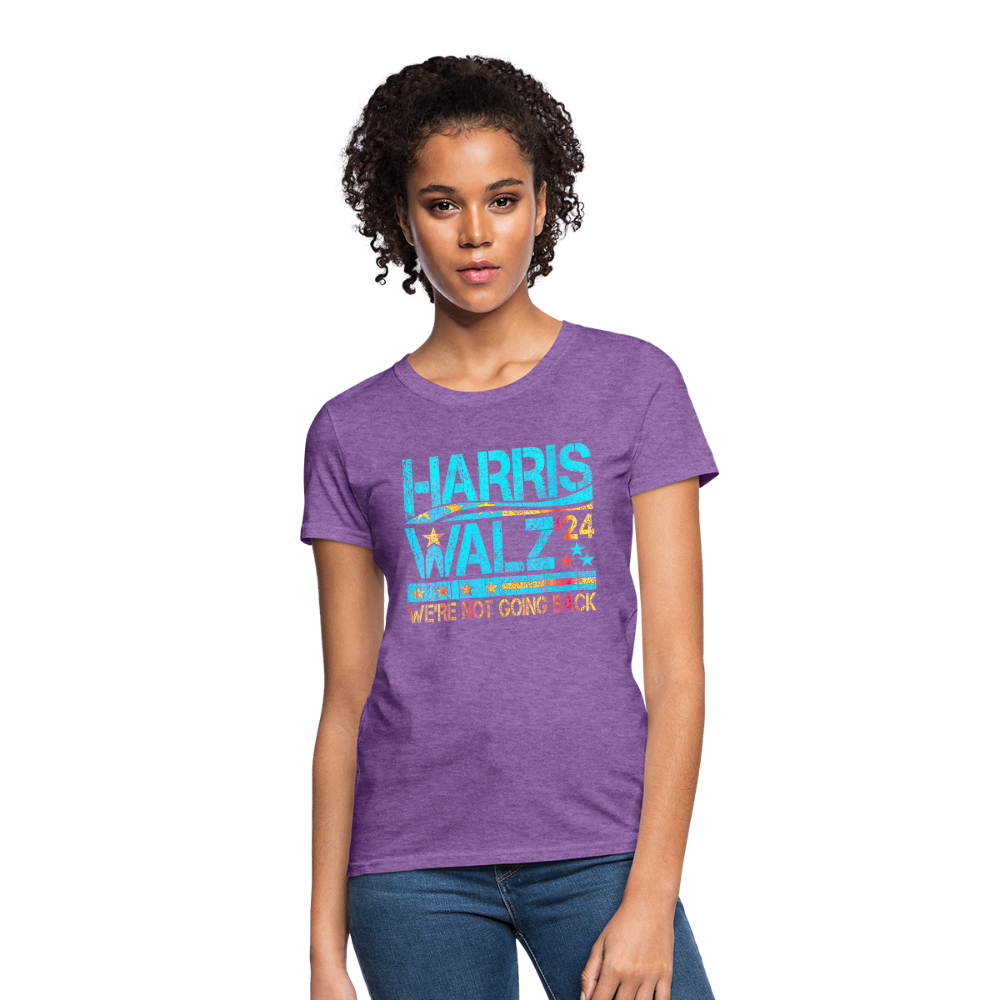 Harris Waltz Shirt 2024 Kamala Harris We're Not Going Back Women's T-Shirt - purple heather 2