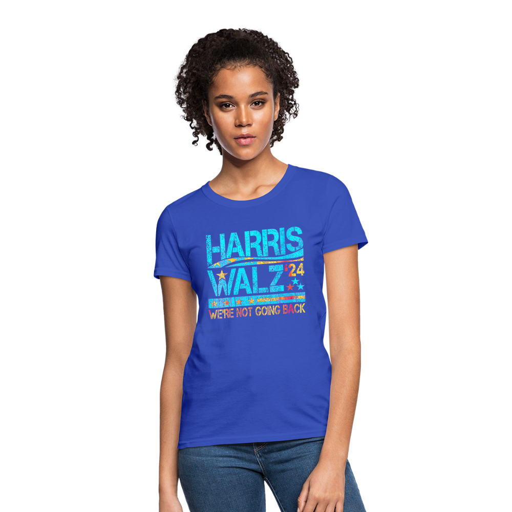 Harris Waltz Shirt 2024 Kamala Harris We're Not Going Back Women's T-Shirt - royal blue 2