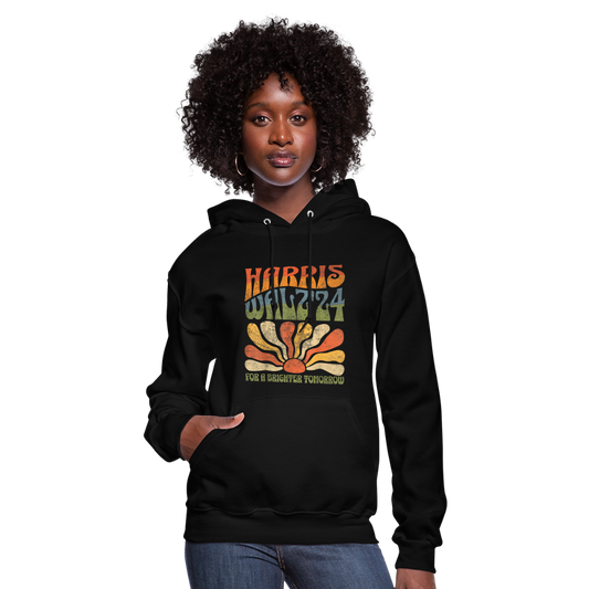 Kamala Harris Walz '24 For a Brighter Tomorrow Willie Nelson Women's Hoodie - black 2