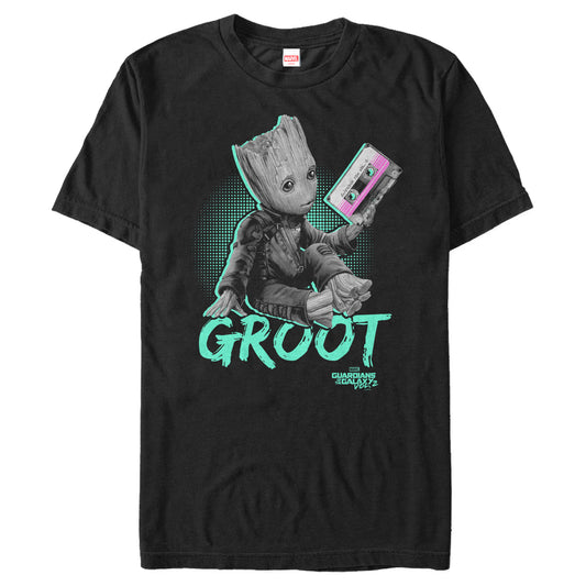 Marvel Guardians of the Galaxy Vol. 2 Groot Mix Tape Adult Black Unisex T-Shirt