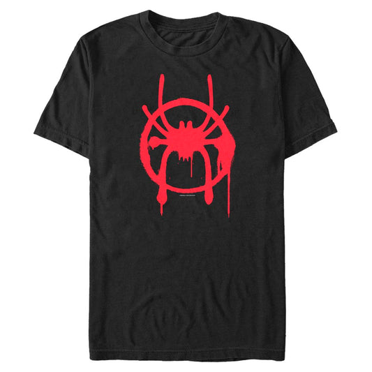 Marvel Spiderman Miles Morales Spider Symbol Adult Black Unisex T-Shirt