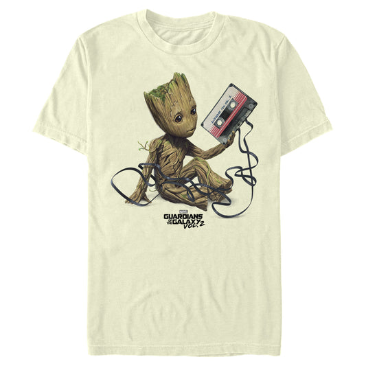 Marvel Guardians of the Galaxy Vol. 2 Groot Mixtape Portrait Adult Natural Unisex T-Shirt