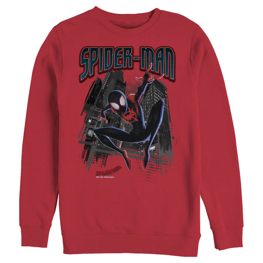 Marvel Spiderman: Into the Spider-Verse Miles Morales Jump Adult Red Unisex Crewneck Sweatshirt