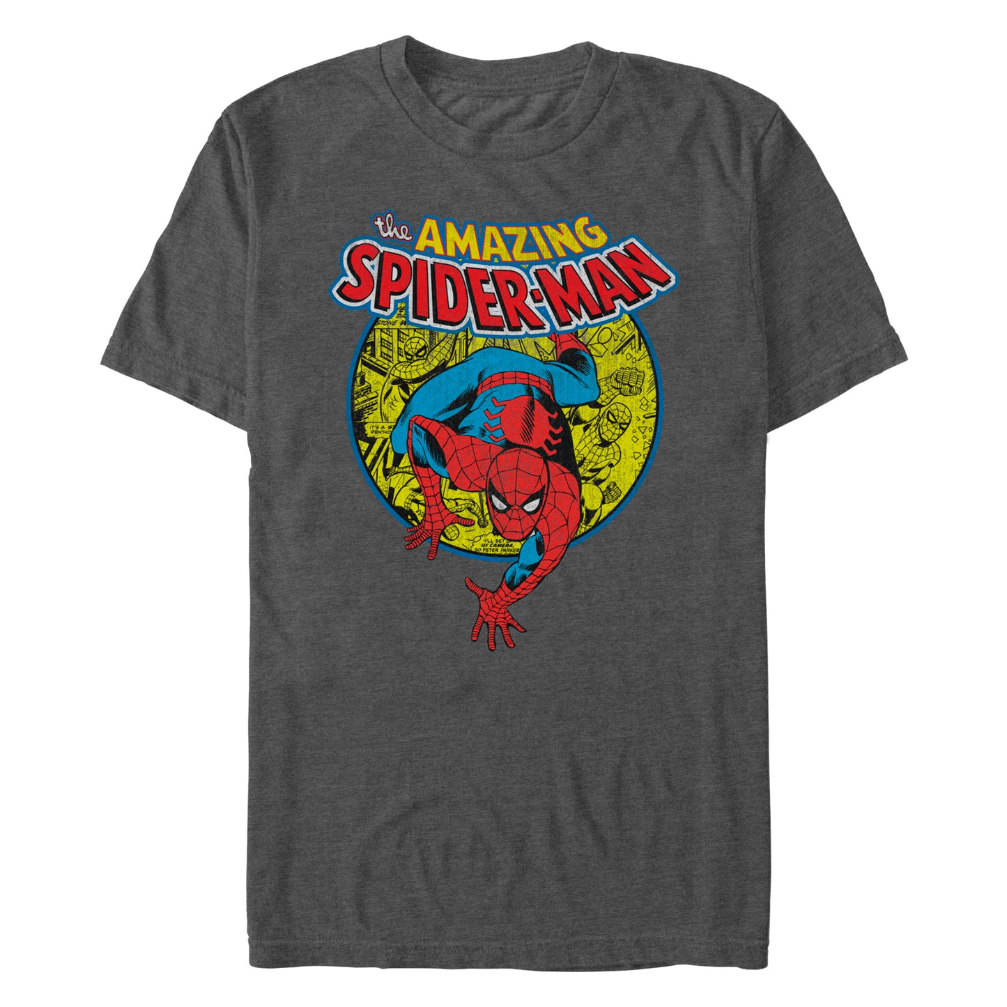 Marvel Spiderman Hero Vintage Adult Charcoal Unisex T-Shirt