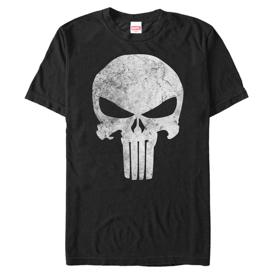 Marvel The Punisher Retro Skull Symbol Adult Black Unisex T-Shirt.