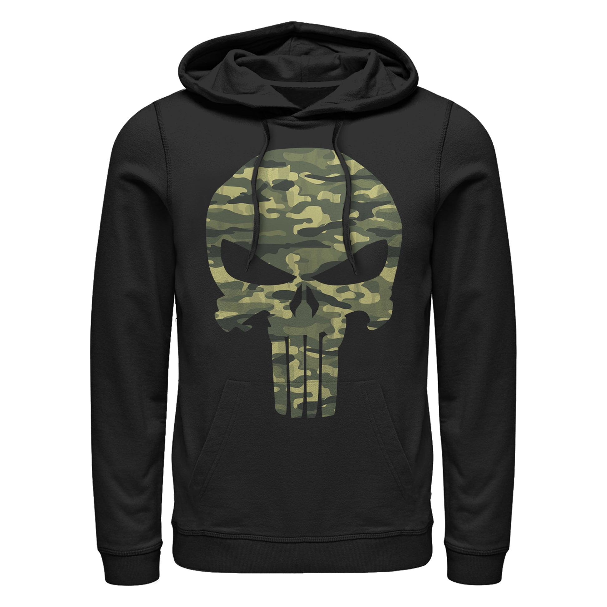 Marvel The Punisher Camo Skull Adult Black Unisex Hoodie Sweatshirt