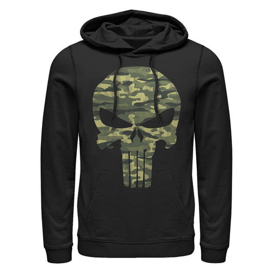 Marvel The Punisher Camo Skull Adult Black Unisex Hoodie Sweatshirt