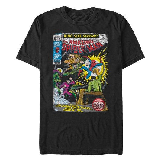 Marvel Spiderman The Sinister Six Comic Cover Adult Black Unisex T-Shirt
