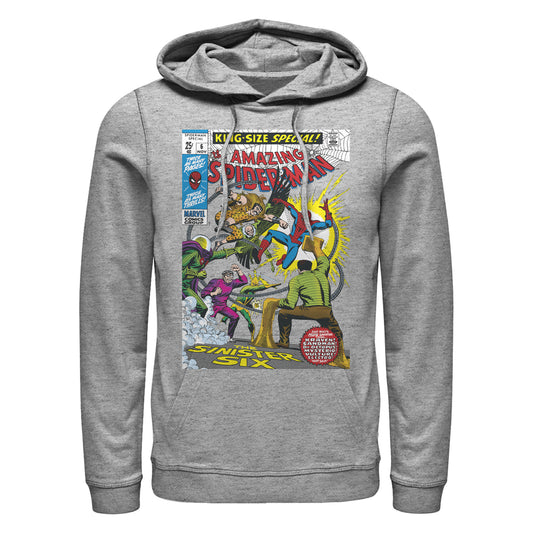 Marvel Spiderman The Sinister Six Comic Cover Adult Heather Grey Unisex Hoodie Sweatshirt