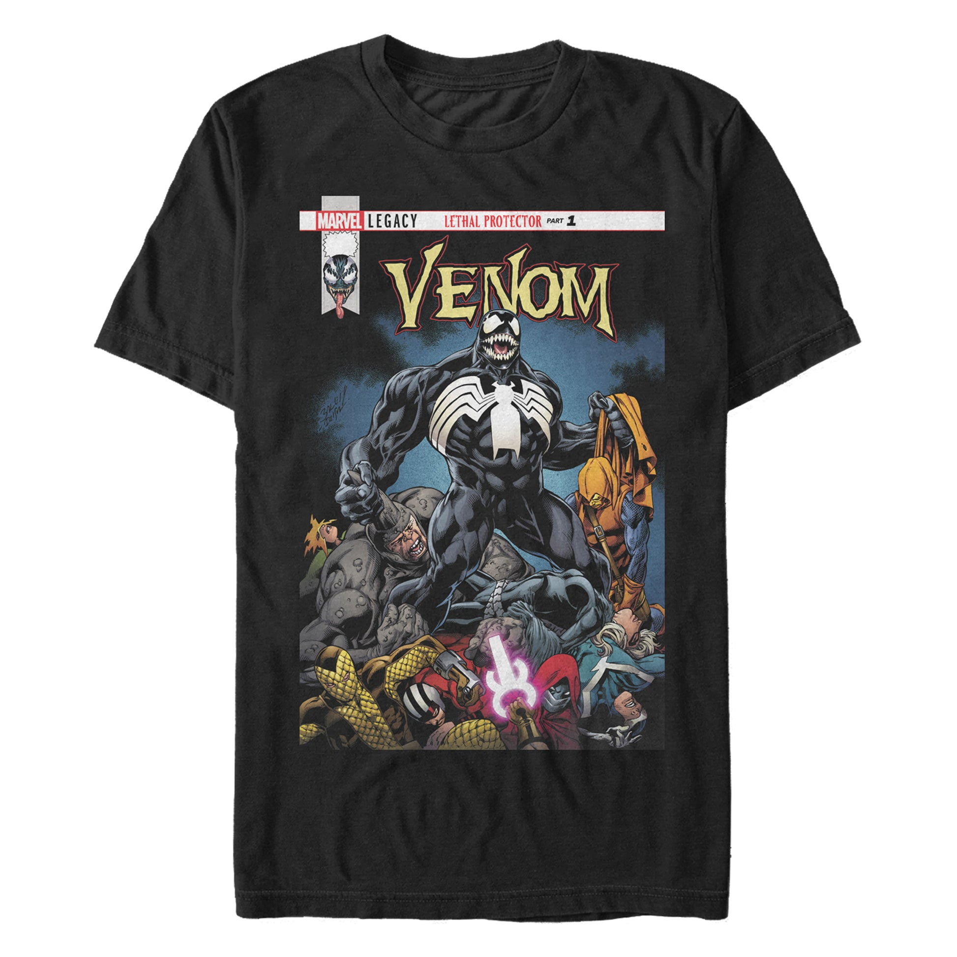 Marvel Venom Lethal Protector Comic Cover Adult Black Unisex T-Shirt