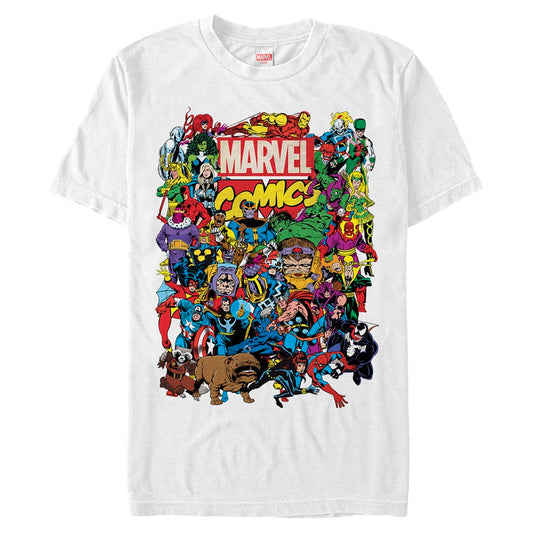 Marvel Epic Hero Collage Adult White Unisex T-Shirt