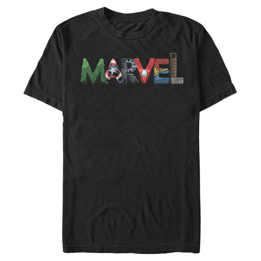 Marvel Hero Logo Adult Black Unisex T-Shirt