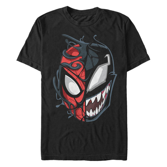 Marvel Venom Mask Split Adult Black Unisex T-Shirt 