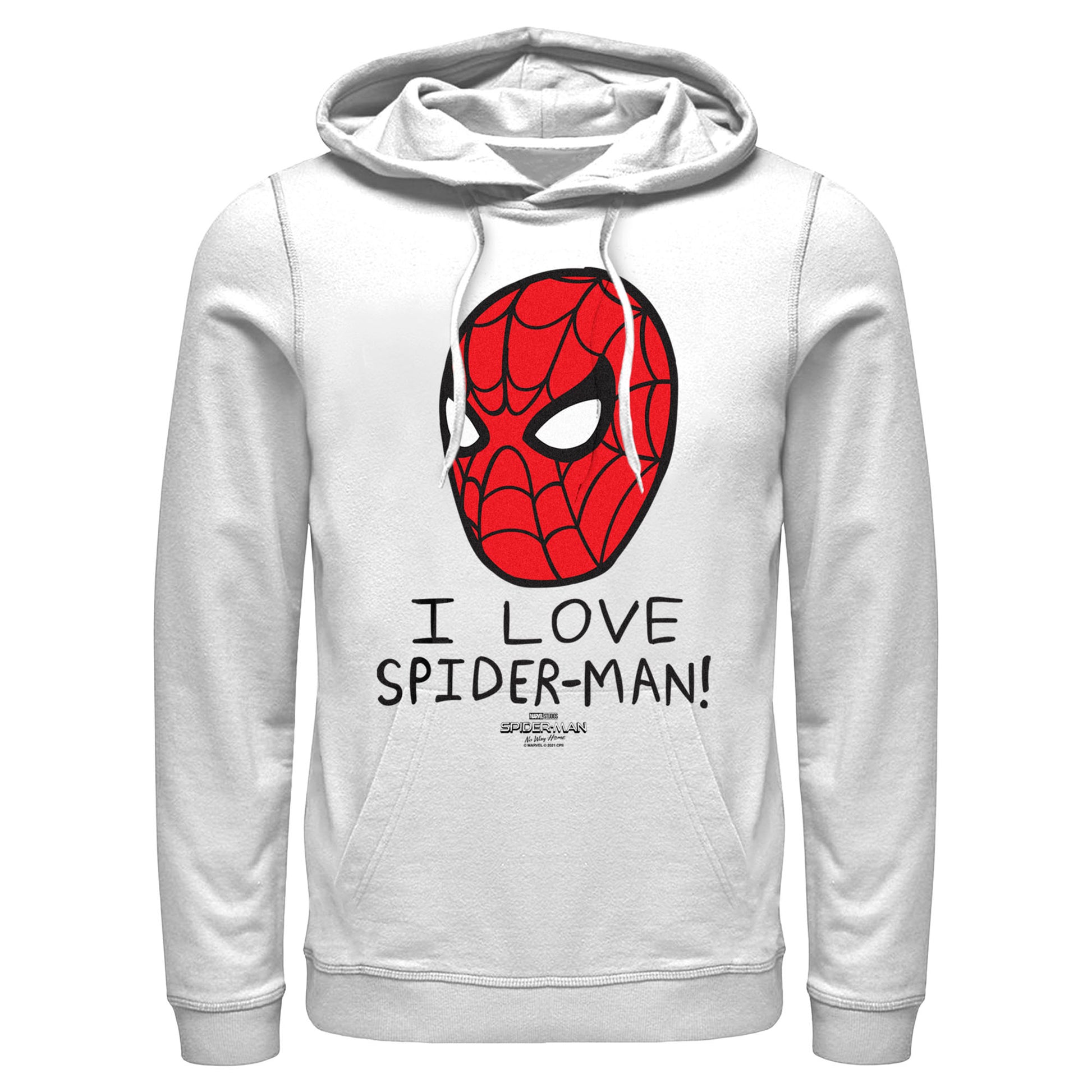 Marvel Spiderman I Love Spider-Man Adult White Unisex Hoodie Sweatshirt