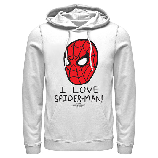 Marvel Spiderman I Love Spider-Man Adult White Unisex Hoodie Sweatshirt