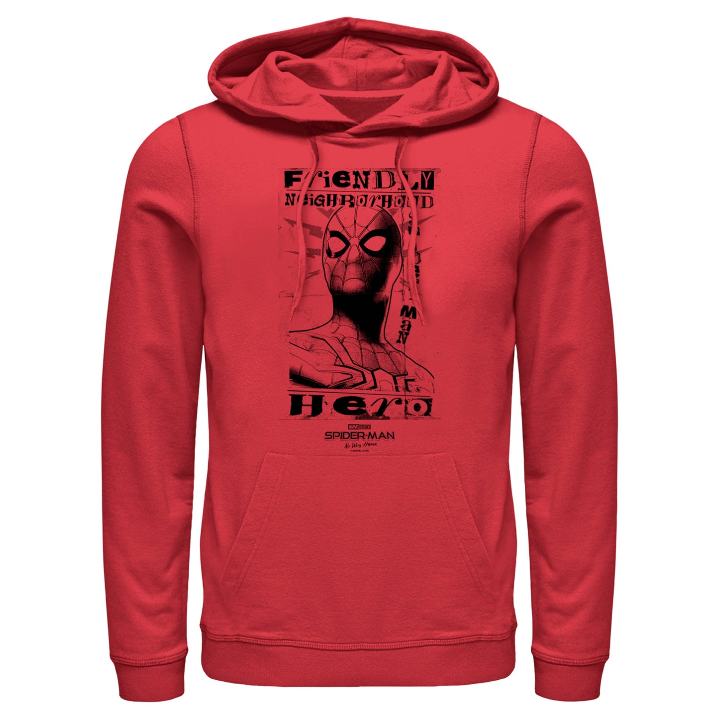 Marvel Spiderman Friendly Neighborhood Hero Adult Red Unisex Hoodie Sweatshirt
