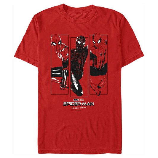 Marvel Spider-Man: No Way Home Spidey Trio Adult Red Unisex T-Shirt