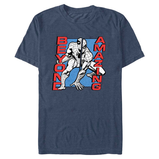 Marvel Spider-Man Beyond Amazing Split Panel Adult Navy Unisex T-Shirt