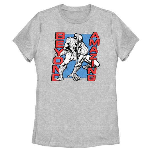 Marvel Spiderman Beyond Amazing Split Panel Adult Heather Grey Women's T-Shirt