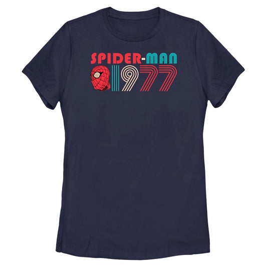 Marvel Spiderman Beyond Amazing Retro 1977 Adult Navy Women's T-Shirt