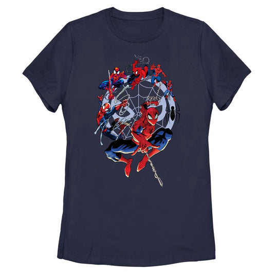 Marvel Spiderman Beyond Amazing Evolution Adult Navy Women's T-Shirt