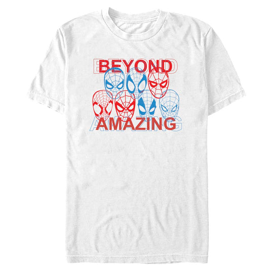 Marvel Spider-Man Beyond Amazing 3D Masks Adult White Unisex T-Shirt