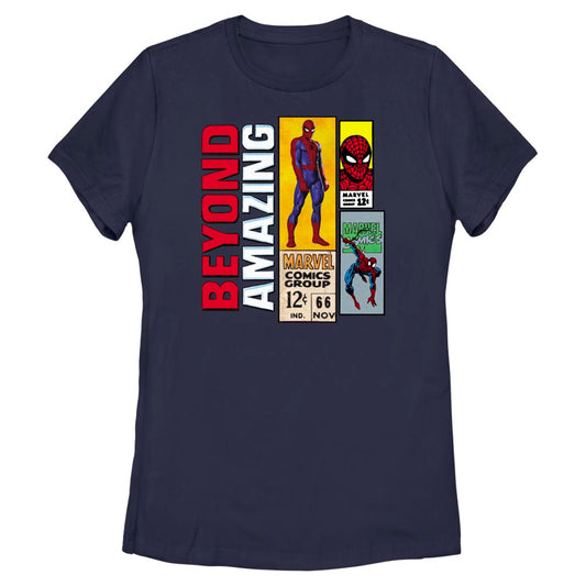 Marvel Spiderman Beyond Amazing Retro Tickets Adult Navy Women's T-Shirt