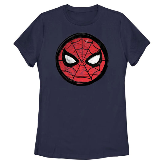 Marvel Spiderman Beyond Amazing Mask Sketch Adult Navy Women's T-Shirt