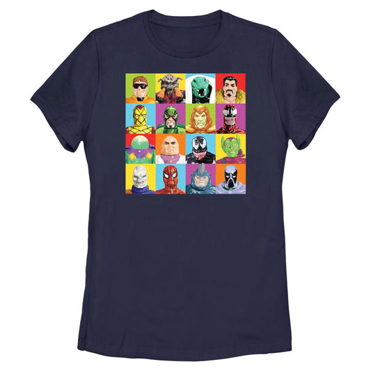 Marvel Spiderman Beyond Amazing Toy Character Squares Adult Navy Women's T-Shirt