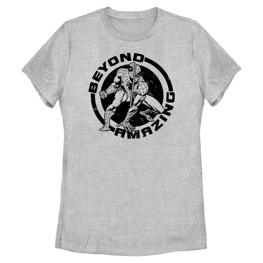 Marvel Spiderman Beyond Amazing Distressed Circle Adult Heather Grey Women's T-Shirt