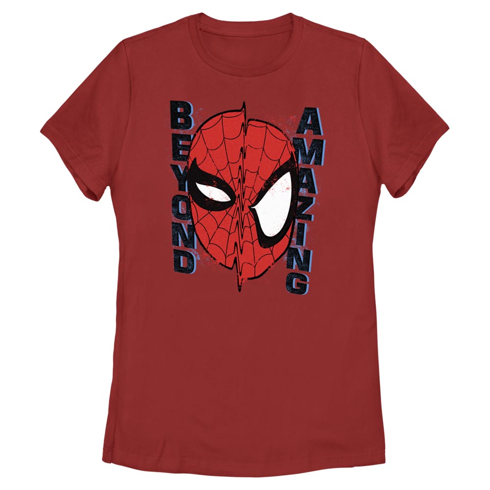 Marvel Spiderman Beyond Amazing Warped Mask Adult Red Women's T-Shirt