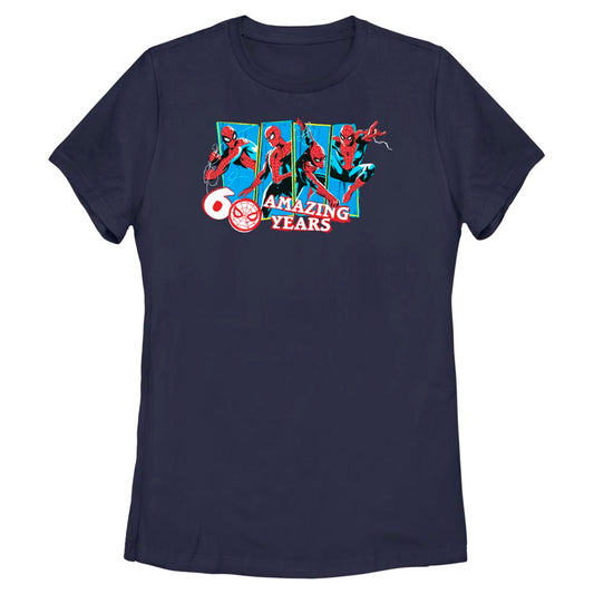 Marvel Spiderman Beyond Amazing 60 Amazing Years Adult Navy Women's T-Shirt