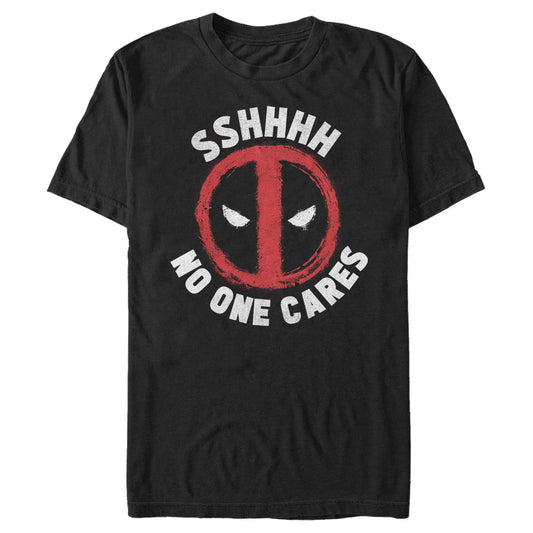 Marvel Deadpool Sshhhh No One Cares Adult Black Unisex T-Shirt